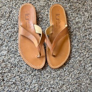 St. Tropez Tan Leather Thong Sandals